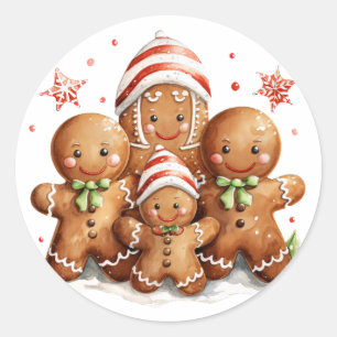 Gingerbread Family Classic Round Sticker