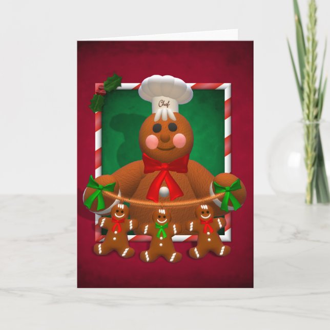 Gingerbread Family: Funny Baker Holiday Card (Front)