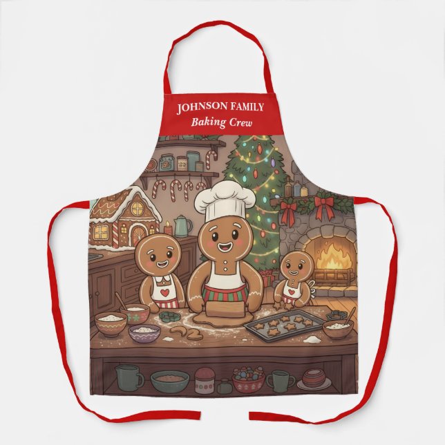 Gingerbread Family Holiday Apron (Front)