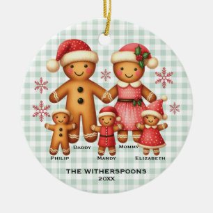 Gingerbread Family of Five Ornament