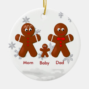 Gingerbread Family of Three Christmas Ornament