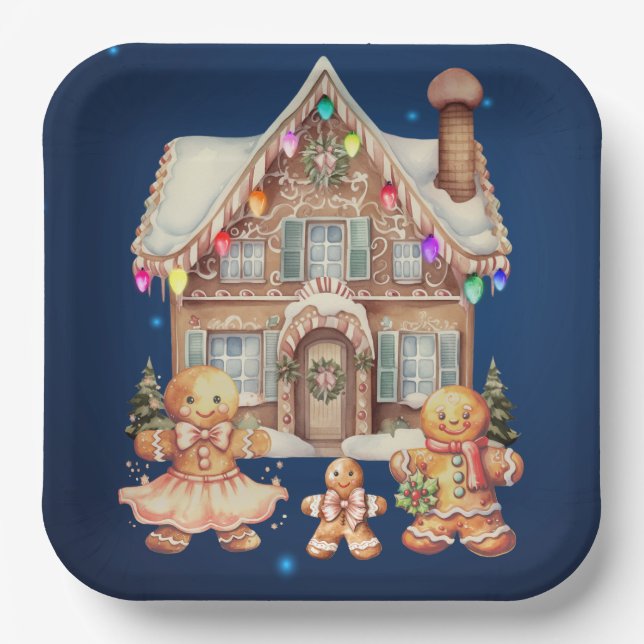 Gingerbread Family Paper Plate (Front)