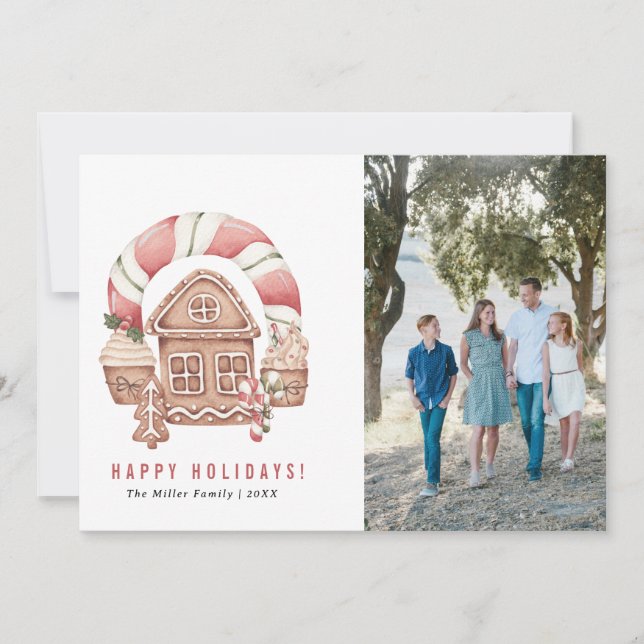 Gingerbread Family Photo Christmas Cards (Front)