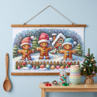 Gingerbread Family Snowy Christmas Scene