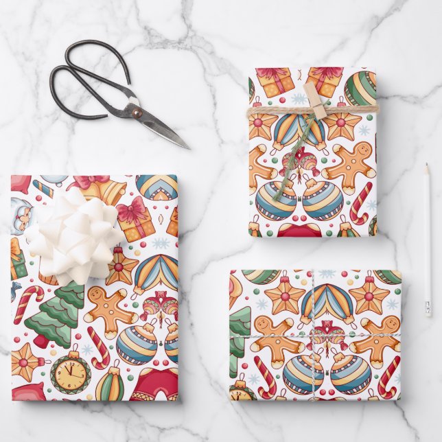 Gingerbread Festive Holiday Pattern Wrapping Paper (Front)