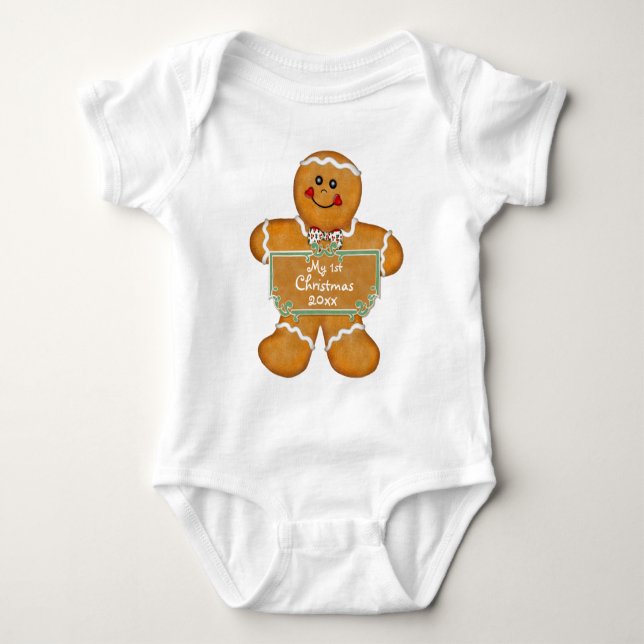 Gingerbread First Christmas Baby Bodysuit (Front)