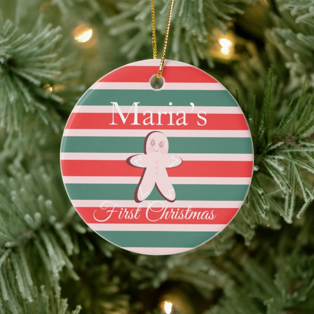 Gingerbread First Christmas Merry Christmas Ceramic Tree Decoration (Tree)