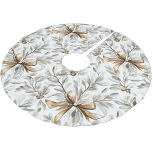 Gingerbread Floral Leaves Christmas Brushed Polyester Tree Skirt