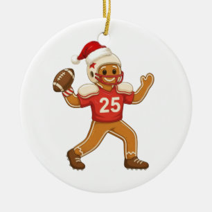 Gingerbread Football Christmas 2026 Holiday Sports Ceramic Tree Decoration