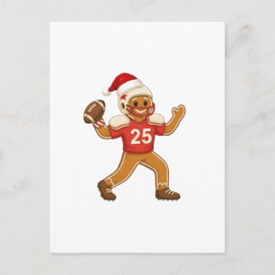Gingerbread Football Christmas 2026 Holiday Sports Postcard