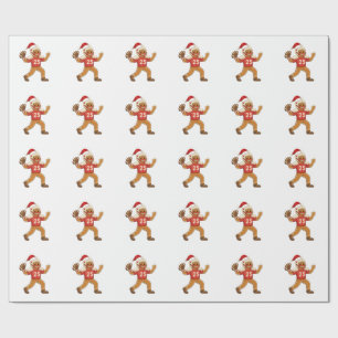 Gingerbread Football Christmas 2026 Holiday Sports Wrapping Paper