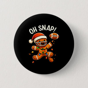 Gingerbread Football Oh Snap Christmas Lights Desi 6 Cm Round Badge
