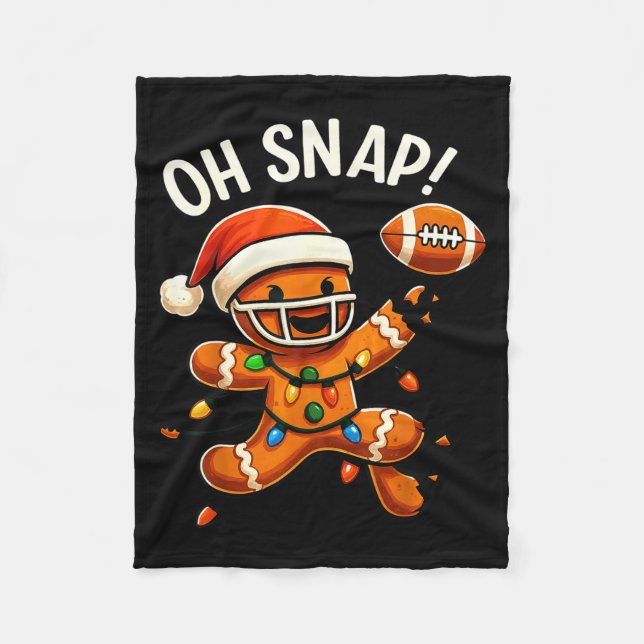 Gingerbread Football Oh Snap Christmas Lights Desi Fleece Blanket (Front)