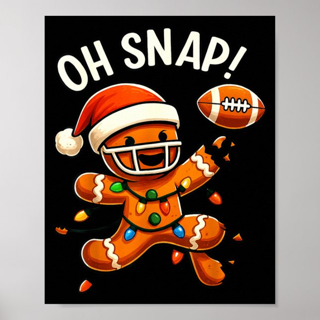 Gingerbread Football Oh Snap Christmas Lights Desi Poster (Front)