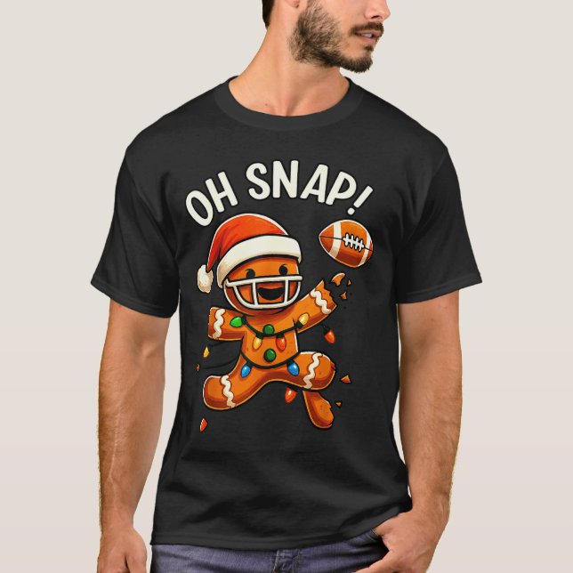 Gingerbread Football Oh Snap Christmas Lights Desi T-Shirt (Front)