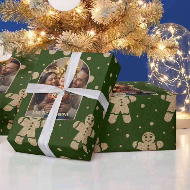 Gingerbread Forest Personalised Christmas Photo Wrapping Paper (Holidays)