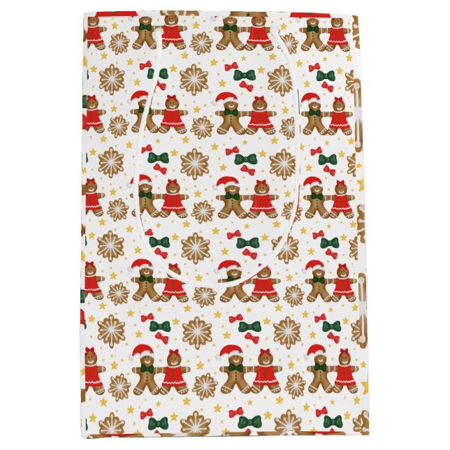 Gingerbread Friends Christmas Wrapping Paper Medium Gift Bag (Front)
