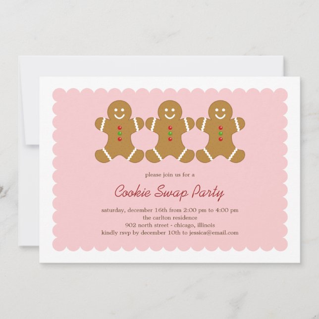 Gingerbread Friends Cookie Swap or Holiday Party Invitation (Front)