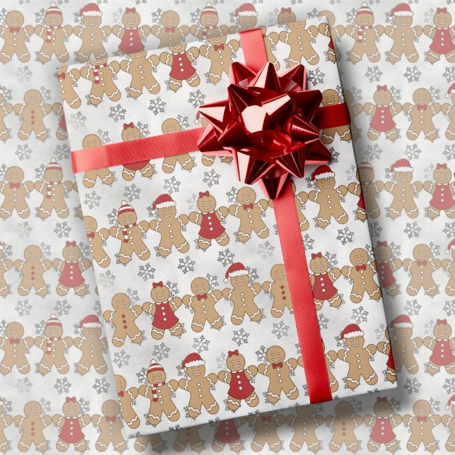 Gingerbread Friends Cute Christmas Holiday Gift Wrapping Paper (Creator Uploaded)