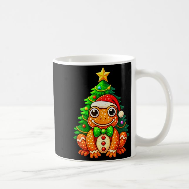 Gingerbread Frog Wearing Santa Hat Christmas Tree  Coffee Mug (Right)