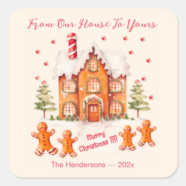 Gingerbread From Our House Christmas Square Sticker (Front)