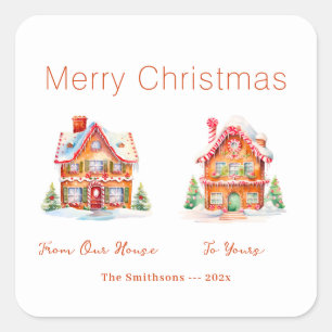 Gingerbread "From Our House" Christmas Square Sticker