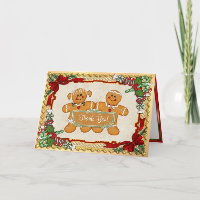 Gingerbread Fun Holiday Thank You Card (Front)