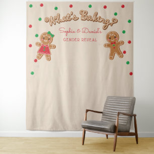 Gingerbread Gender Reveal Banner Photo Backdrop Tapestry
