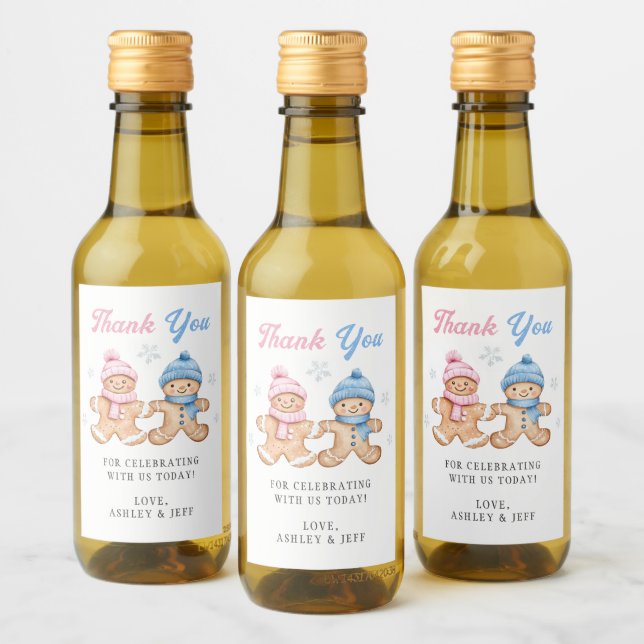 Gingerbread Gender Reveal Party Thank You Wine Label (Bottles)
