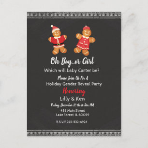 Gingerbread Gender Reveal Postcard