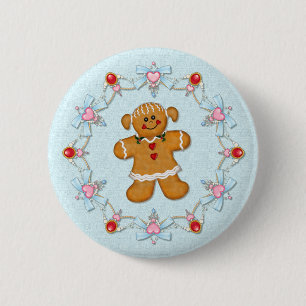 Gingerbread Girl 6 Cm Round Badge