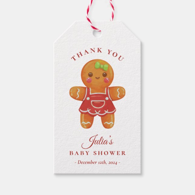 Gingerbread Girl Baby Shower Favour Tag (Front)