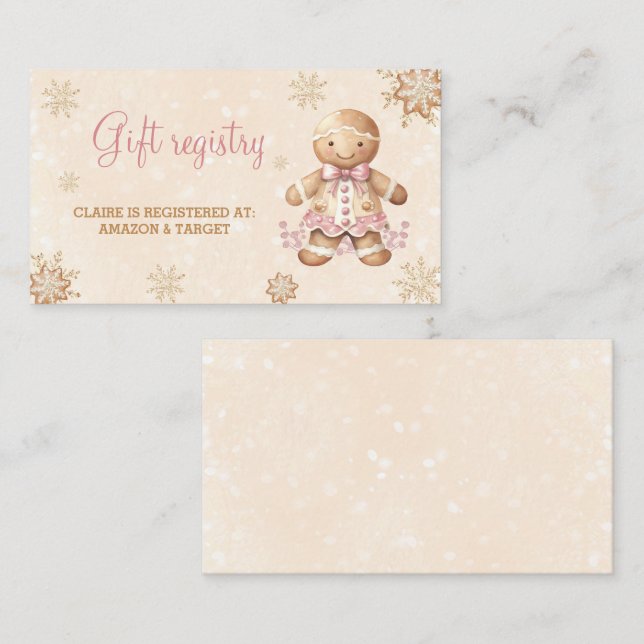 Gingerbread Girl Baby Shower Gift Registry Card (Front/Back)
