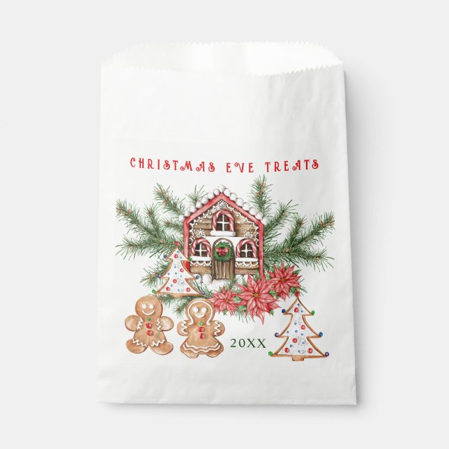 Gingerbread Girl Boy Candy Cane Christmas Favour Bags (Front)