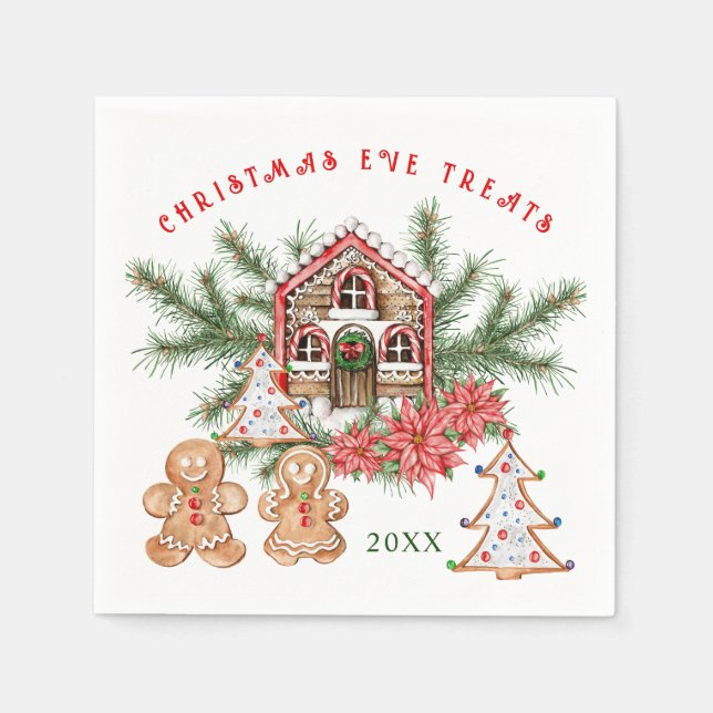 Gingerbread Girl Boy Candy Cane Christmas  Napkin (Front)