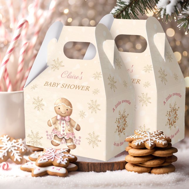 Gingerbread Girl Christmas Baby Shower Favour Box (Gingerbread Girl Christmas Baby Shower Favor Box)