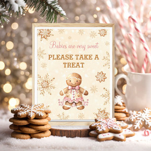 Gingerbread Girl Christmas Baby Shower Favour Sign