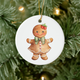 Gingerbread Girl Christmas Ceramic Tree Decoration