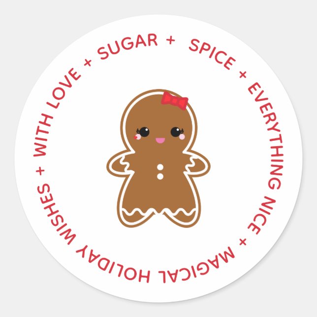 gingerbread girl CHRISTMAS cookie swap gift Classi Classic Round Sticker (Front)