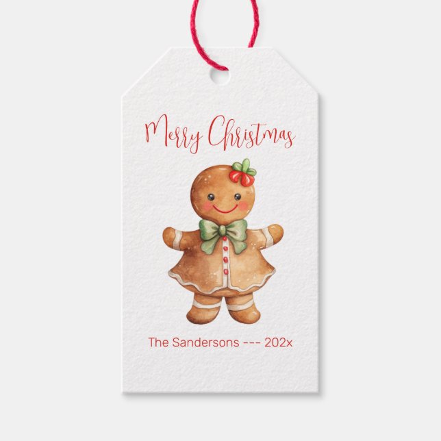 Gingerbread Girl Christmas Gift Tag (Front)