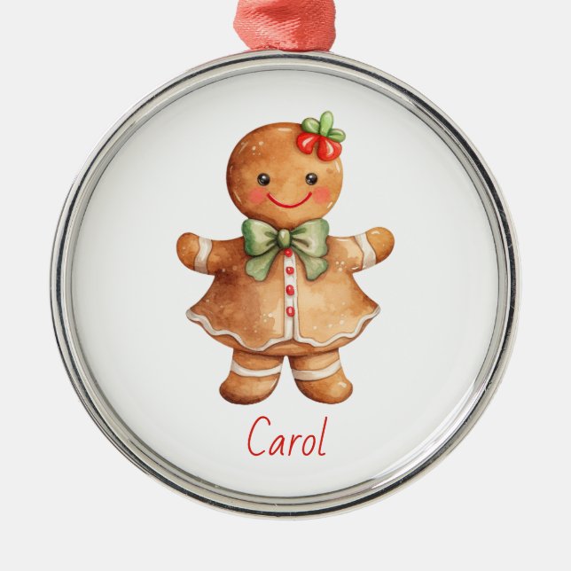 Gingerbread Girl Christmas  Metal Tree Decoration (Front)