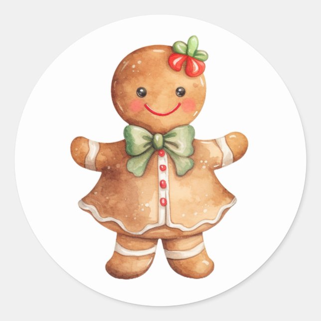 Gingerbread Girl Christmas Sticker (Front)