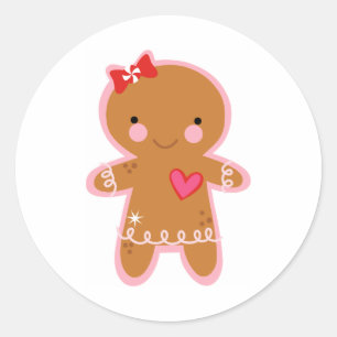 Gingerbread Girl Classic Round Sticker