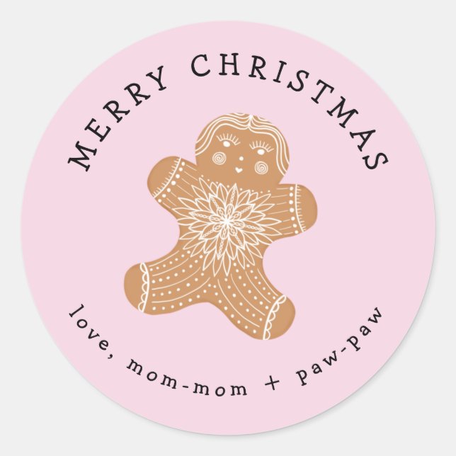 Gingerbread girl cookie gift sticker (Front)