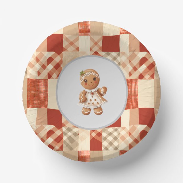 Gingerbread Girl Cookie Party Bowls Paper Plate (Front)
