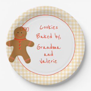 Gingerbread Girl Gingham Checked Homemade Bakery Paper Plate