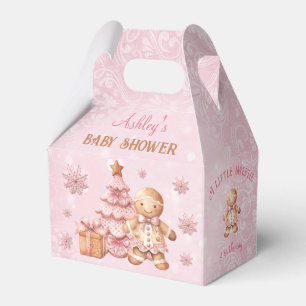 Gingerbread Girl Pink Christmas Baby Shower Gable Favour Box