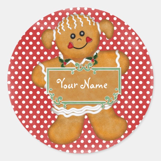 Gingerbread Girl Polka Dot Sticker (Front)