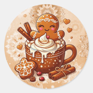 Gingerbread Girl’s Hot Cocoa Hot Tub Retreat Classic Round Sticker