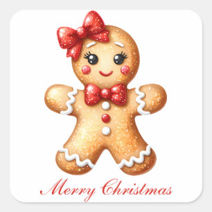 Gingerbread Girl Square Sticker